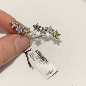 HENRI BENDEL COSMIC UFO PAVE SILVER RING NEW TAG